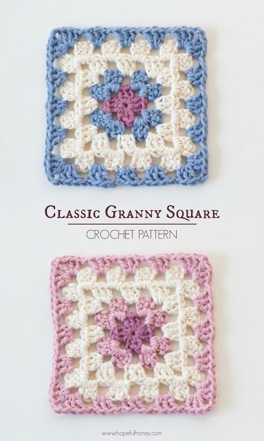 Beginner Haken, Classic Granny Square, Granny Square Pattern Free, Crocheted Squares, Granny Square Pattern, Crochet Granny Square Blanket, Crochet Blocks, Crochet Square Patterns, Granny Squares Pattern