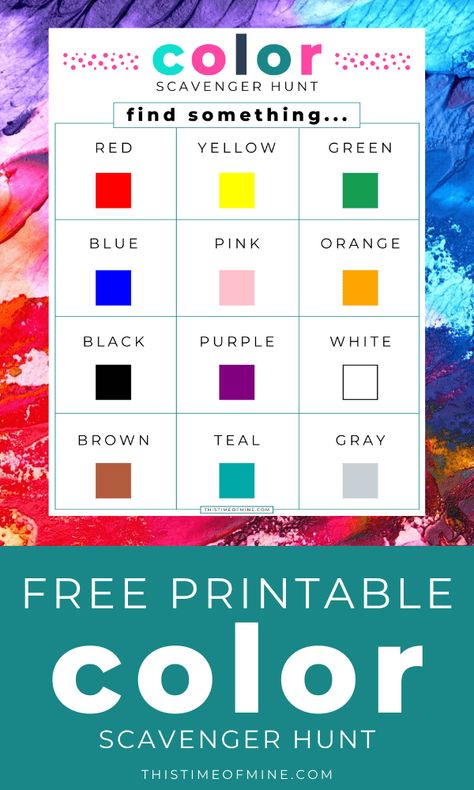 Help kids discover color in a whole new way! This Color Scavenger Hunt Printable is an easy and fun activity for inside, outside, and for kids of all ages. Activities for kids | outdoor | indoor | summer | spring | fall | winter | easy | fun | ideas for kids | free printables | nature | simple | backyard | at home | parenting | play outside | rainy day #scavengerhunt #activitiesforkids #outdooractivities #thistimeofmine Activities For Kids Outdoor, Color Scavenger Hunt, Preschool Scavenger Hunt, Classroom Scavenger Hunt, Outdoor Learning Activities, Scavenger Hunt Printable, Photo Scavenger Hunt, Preschool Colors, Scavenger Hunt For Kids