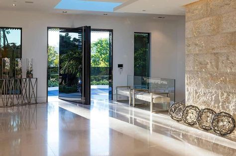 Celeb home tour: Jay Z and Beyonce's potential Beverly Hills estate | Style at Home Modern Windows And Doors, Inside Celebrity Homes, Minecraft Creator, Contemporary Bedroom Design, Grand Entryway, Beverly Hills Houses, Contemporary Hotel, Outdoor Bedroom, Tuscan House