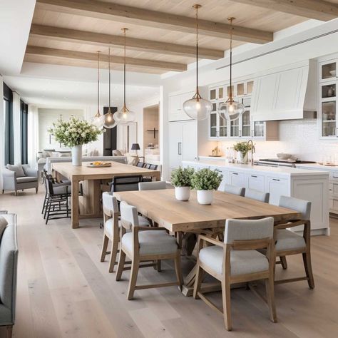 3+ White Modern Farmhouse Kitchen Layouts for Optimal Functionality • 333+ Images • [ArtFacade] White Modern Farmhouse Kitchen, Rustic Kitchen Designs, Farmhouse Decor Trends, White Modern Farmhouse, Modern Farmhouse Dining, Modern Farmhouse Kitchen, Big Table, Gorgeous Houses, Rustic Kitchen Design