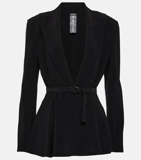 Belted Peplum Hem Jersey Blazer in Black - Norma Kamali | Mytheresa Blazer Belt, Corset Blazer, Pleated Blazer, Jersey Blazer, Hourglass Dress, Peplum Blazer, Wool Overcoat, Pretty Blouses, Ribbed Knit Dress