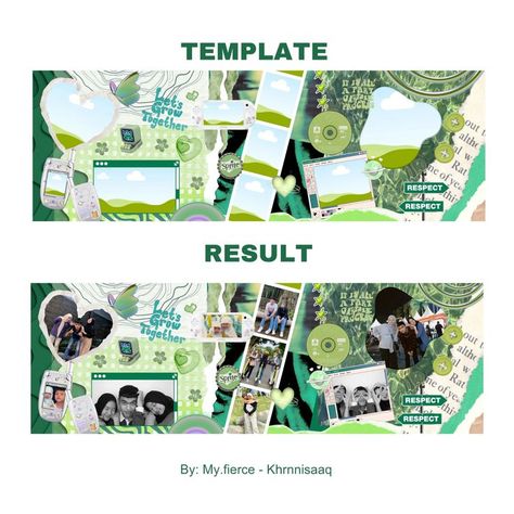 #canvatemplates #InstagramStoryTemplate #InstaStoryTemplate Digital Scrapbook Layouts, Image Collage Design Layout, Green Scrapbook Ideas, Elemen Canva Keyword, Ig Collage, Canva Layout Ideas, Collage Scrapbook Layouts, Green Scrapbook, Creative School Project Ideas