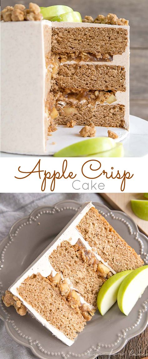 Apple Crisp Crumble, Apple Crisp Cake, Apple Layer Cake, Apple Crisp Pie, Apple Pie Cake, Cake Apple, Easy Apple Crisp Recipe, Homemade Apple Pie Filling, Homemade Apple Pie