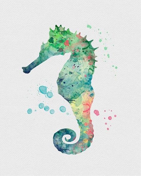 ￼ S Seahorse Watercolor, 수채화 그림, Watercolor Inspiration, Watercolor Techniques, Watercolor Animals, Art Plastique, Design Branding, Art Classes, Watercolour Painting