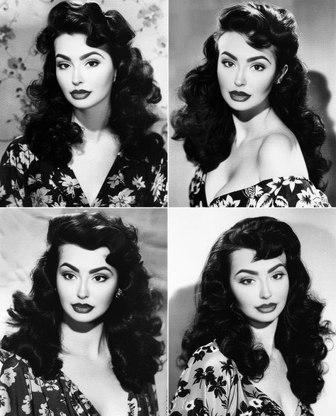 Old Hollywood Glamour Latina, 60s Wavy Hair, Afro Latina Culture, Cuban Quinceanera, Havana Hairstyles, Traditional Mexican Hairstyles For Women, 50s Curly Hairstyles, 50s Pinup Hairstyles, 50s Hairstyles For Long Hair