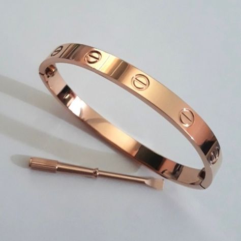 Screw Cuff Bangle Love Bracelet With Screwdriver Rose Gold. Unisex. Brand New. Stainless Steel. *Stainless Steel Is A Long Lasting, Water Resistant, Tarnish-Free And Hypoallergenic Metal* Available In Gold, Rose Gold And Silver. Sizes: 16cm, 17cm, 18cm, 19cm, 20cm And 21cm Available For Reference: - Small 16cm-17cm - Medium 18cm-19cm - Large 20cm - Xlarge 21cm If You Need Help Finding Your Size: - Take A Tape Measurer Around The Wrist In Which You Plan To Wear Your Bracelet. If You Prefer A Loos Cartier Bangle, Kim Kardashian Kylie Jenner, Screw Bracelet, Birthday Instagram, Cheesy Dip, Leather Bangle, Daisy Bracelet, Rose Gold And Silver, Open Cuff Bracelet