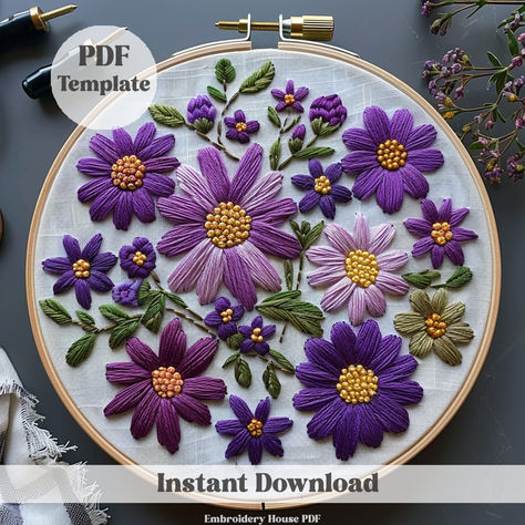 🌸 Violet Flowers Hand Embroidery Pattern! 🌸 Discover the delicate beauty of violets with our enchanting Violet Flowers Hand Embroidery Template! 🌿 Let your stitches capture the intricate petals and elegant charm, perfect for adding a touch of floral grace to any project. Happy stitching! #EmbroideryArt #VioletFlowersStitch #DIYCrafts #HandmadeWithLove Etsy Embroidery Patterns, Embroidery Wildflowers, Daisies Embroidery, Embroidery Template, Purple Daisy, Floral Embroidery Patterns, Hand Embroidery Pattern, Violet Flower, Christmas Embroidery