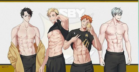 Haikyuu Msby Black Jackals Fanart, Msby Black Jackals, Male Cartoon Characters, Bakugo Katsuki Fanart Cute, Ushijima Wakatoshi, Haikyuu Volleyball, Anime Black Hair, Anime Butterfly, Anime Guys Shirtless