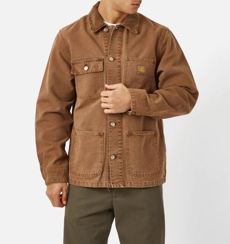 The Michigan Coat from Carhartt-WIP is a classic chore coat silhouette, constructed in a hard-wearing ‘Dearborn Canvas’.  Featuring contrast buttons and rivet detailing that draws from a classic workwear aesthetic. Material: 100% Organic Cotton 'Dearborn Canvas', 12 oz Fit: Regular, true to size. Unlined Corduroy top collar Front closure with buttons Square label  Pls contact us for any additional info. Thank you.   SHIPMENT We aim to dispatch within 5 working days of payment being recieved. No Workwear Aesthetic, Carhartt Workwear, Corduroy Top, Chore Coat, Coat Winter, Carhartt Wip, Mens Clothing Styles, Winter Coat, Michigan