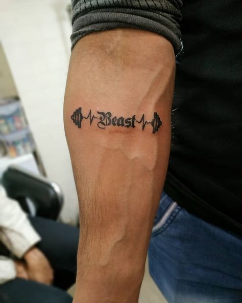 Tattoo Ideas For Men Gym, Dumbell Tattoo Ideas For Men, Small Gym Tattoos For Men, Small Fitness Tattoo, Gym Tattoo Ideas For Men Forearm, Crossfit Tattoo Ideas Men, Weight Tattoo Fitness, Dumbbells Tattoo, Workout Tattoos Men