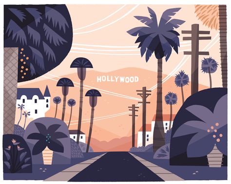 Hollywood Icons on Behance California Illustration, Southern California Style, Experiential Art, Map Icons, Los Angeles Art, La Art, Hollywood Icons, Game Dev, Travel Wall Art