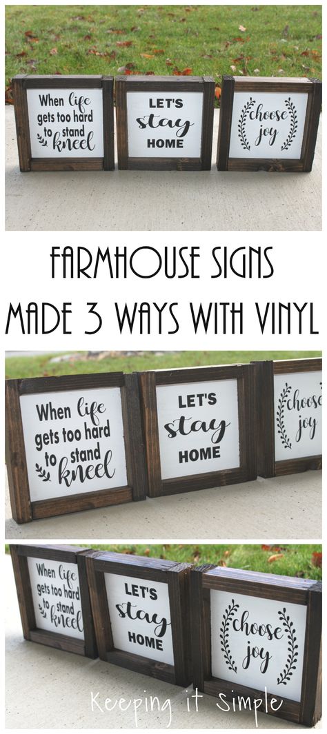 Farmhouse Signs Diy, Wooden Signs Diy, Farmhouse Crafts, Signs Diy, Simple Crafts, How To Make Signs, Vinyl Gifts, Diy Wood Signs, Keeping It Simple