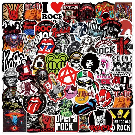 100 Mixed Punk Rock Music Band Rock n Roll Sticker Pack For Laptop/Skate Board/Luggage/Snowboard /Note Book/Kindle Water Proof Vinyl Sticker Sun protection and Waterproof! Never faded out! Easily peel off and stick on another place. Totally worth various and great quality stickers. Feature: Waterproof, No trimming required, All pre-cut, easy to use. The package includes Graffiti Stickers Bomb. Random. No repeats. Suitable for : Laptop, Graffiti, Vintage, Decal, Skateboard, Car, Bumper, Hoverboar Punk Stickers, Music Graffiti, Diy Skateboard, Diy Motorcycle, Rock & Roll, Creative Stickers, Band Stickers, Band Rock, Sticker Bomb