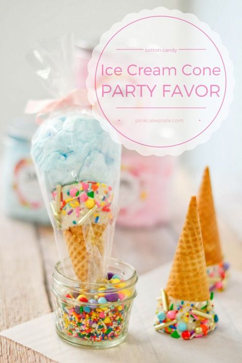 Cotton Candy Ice Cream Cone Party Favors - Pink Cake Plate Fancy Ice Cream Cones, Cotton Candy Cones Favors, Cotton Candy Favors Birthday, Fancy Cotton Candy, Cone Party Favors, Ice Cream Cone Party, Ice Cream Birthday Party Theme, Cotton Candy Ice Cream, Ice Cream Party Favors