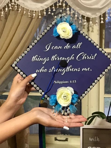 Christian Nursing Graduation Cap, Christian Cap Ideas For Graduation, Graduation Cap Christian Ideas, Graduation Cap Designs Jesus, Godly Graduation Caps, Religious Graduation Cap, Christian Caps Graduation, Cap Decoration Graduation Bible Verse, Catholic Graduation Cap