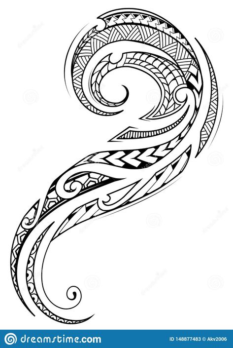 Illustration about Maori ethnic style tribal tattoo design. Illustration of samoan, polynesian, traditional - 148877483 Maori Tattoo Designs Women, Koru Tattoo, Maori Tattoo Frau, Arte Ganesha, Polynesian Tattoo Sleeve, Stammestattoo Designs, Polynesian Tattoos Women, Tattoo Graffiti, Turtle Tattoo Designs