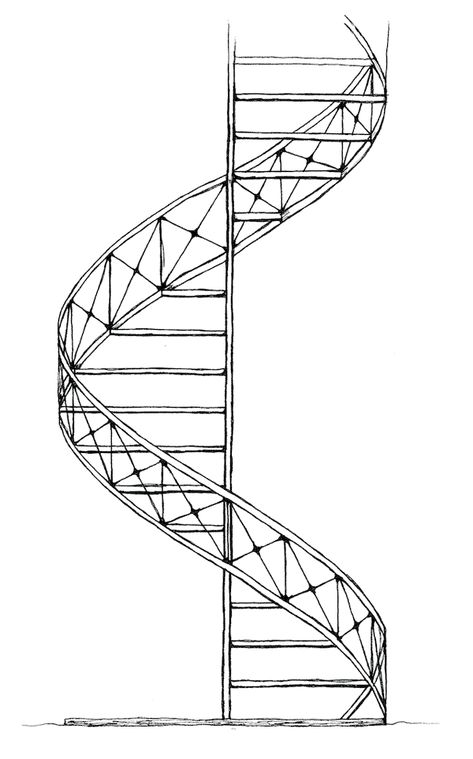 Spiral Staircase Drawing, Staircase Tattoo, Staircase Drawing, How To Draw Stairs, Staircase Layout, Spiral Drawing, Tiled Staircase, Outside Stairs, Stair Art