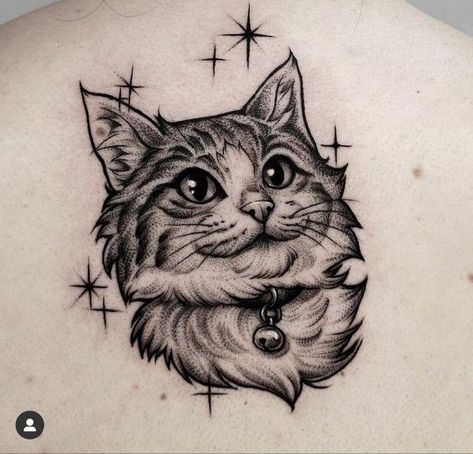 only saving for future ideias Cat With Leaves Tattoo, Cat Playing Card Tattoo, Illustrative Fine Line Tattoo, Black Work Cat Tattoo, Live Deliciously Tattoo, Cat Tattoo Drawing, 2 Cat Tattoo, Illustrative Tattoo Style, Traditional Cat Tattoo