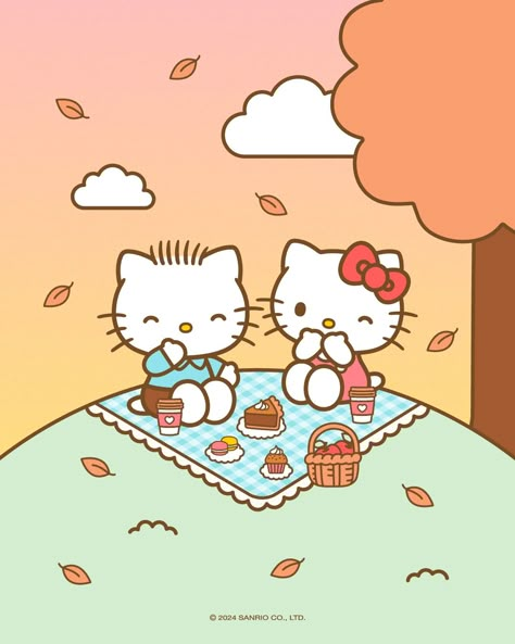 Hello Kitty | You and who this fall? 🍂💖 Tag them! | Instagram Dear Daniel, Fall Picnic, Hello Kitty Images, Hello Kitty Aesthetic, Many Friends, Kitty Drawing, Hello Kitty Drawing, Hello Kitty Halloween, Hello Kitty Iphone Wallpaper