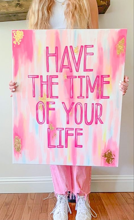 Abstract Dorm Painting, College Diy Painting, Pink Dorm Paintings, Cute Apartment Paintings, Painting Preppy Ideas, Canvas Bedroom Decor Paintings, College Apartment Decor Diy Canvas Art, Preppy Dorm Art, Preppy Wall Paintings