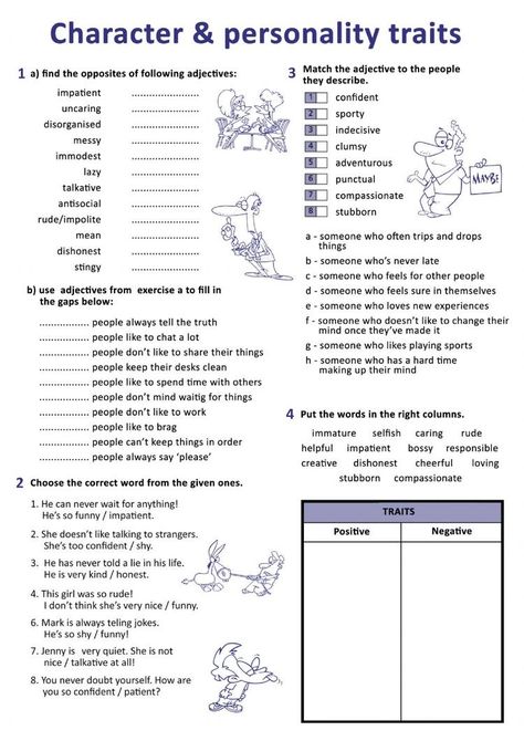 Personal Characteristics Worksheet, Fifth Grade English Worksheets, Personal Adjectives Worksheets, English Lessons Worksheets, Personality Adjectives Worksheets, Ks3 English Worksheets, Grade 5 English Worksheets, Character Exercises, Personality Traits For Characters