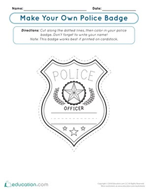 How to Make a Police Badge | Activity | Education.com Community Helpers Police Officer, Community Helpers Police, Police Officer Crafts, Community Helpers Week, Police Crafts, Community Helpers Preschool Activities, Police Officer Badge, Community Helpers Unit, Police Activities