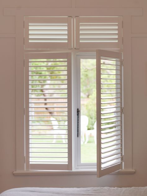 Window Shutters Bedroom, White Shutter Blinds, Fisherman's Cottage, California Shutters, Savannah Houses, Bahama Shutters, White Shutters, Interior Window Shutters, Fishing Shack