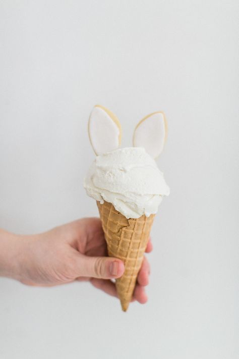 Bunny Ears Ice Cream Cones | lark & linen Easter Ice Cream, Diy Bunny Ears, Hard Candy Molds, Flower Cones, Diy Bunny, Gelato Shop, Easter Bunny Gifts, Easter Food, Pokemon Stickers