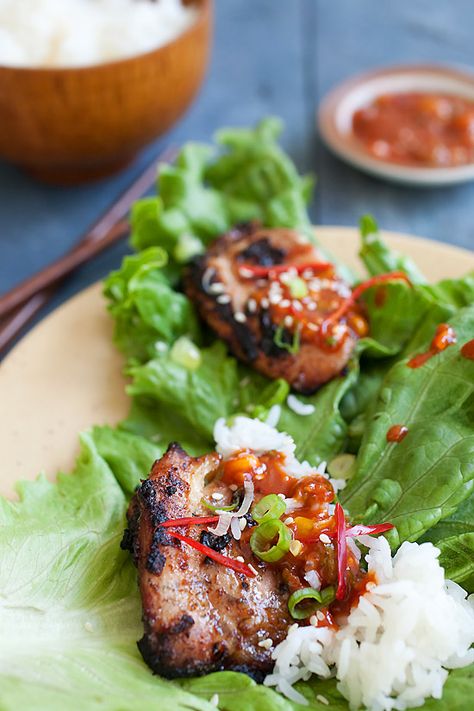 Koreansk Mad, Korean Bbq Chicken, Recipe Salmon, Bbq Chicken Recipes, Chicken Easy, Easy Asian Recipes, Korean Dishes, Korean Bbq, Easy Delicious Recipes