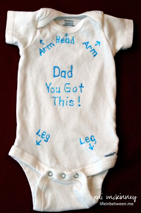 onesie dad you got this baby shower hand painted gift idea Painted Onsies Diy, Baby Shower Paint Onsies, Paint Baby Onsies, Decorating Onesies Ideas, Painting Onsies Ideas, Paint Baby Onesie, Painting Onesies Ideas, Baby Onesie Painting Ideas, Painting Baby Onesies Diy