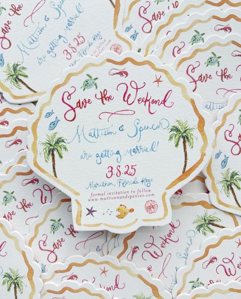 Beach Wedding Colors Schemes, Bachelorette Invites, Coastal Wedding Invitations, Beach Party Invitations, Shell Yeah, Nantucket Wedding, Seashell Wedding, Bahamas Wedding, Beach Wedding Colors