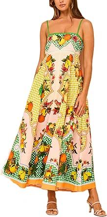 KMBANGI Women Spaghetti Strap Graffiti Maxi Dress Colorful Graphic A Line Swing Long Cami Dress Boho Beach Vacation Sundress at Amazon Women’s Clothing store Graffiti Dress, Women Graffiti, Long Beach Dress, Graphic Dress, Midi Slip Dress, Fruit Print, Dress Spaghetti, Patchwork Dress, Dress Vintage