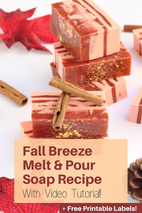 Fall Breeze Melt And Pour Soap Recipe + Video Tutorial Fall Soap Recipes, Savon Diy, Easy Soap Recipes, Diy Soap Recipe, Fall Soaps, Soap Melt And Pour, Diy Essential Oil Recipes, Handmade Soap Recipes, Soap Tutorial