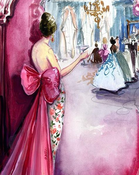 bow Katie Rodgers, Fashion Watercolor, Fashion Design Inspiration, Painting Fashion, Oscar Fashion, Fashion Artwork, Paper Fashion, Watercolor Pencil, Pink Lady