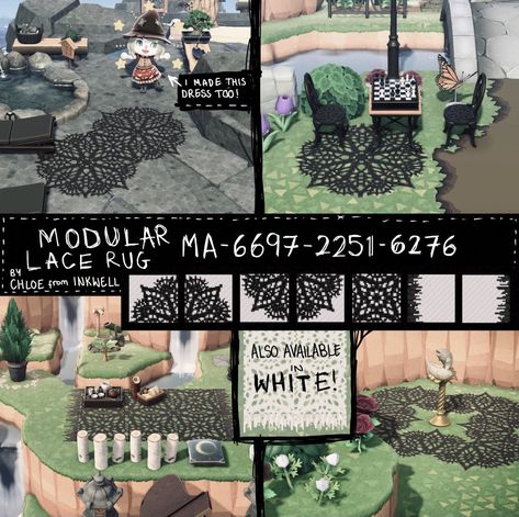 Goth Rug, Lace Rug, Spooky Island, Urban Island, Witch Core, Ac New Leaf, Animals Crossing, Animal Crossing Guide, Acnh Designs