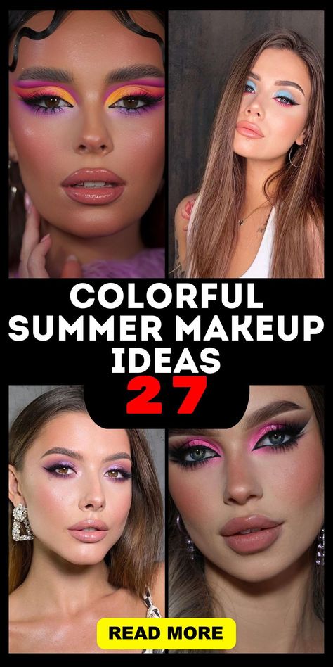 Achieve the perfect colorful summer makeup with products designed to enhance your natural beauty. For brown eyes and blue eyes, use a variety of shades to create soft, glowy looks. House of Makeup offers a color palette that is perfect for every skin type, including oily skin and those with freckles. Follow simple tutorials to master these world styles. The price of these makeup products is affordable, making it easy to stay on trend and look fresh all summer long. Makeup With Products, Muted Makeup, Colorful Summer Makeup, Summer Eyeshadow Looks, Glam Rock Makeup, Summer Makeup Ideas, Summer Eyeshadow, Everyday Eyeshadow, Rock Makeup