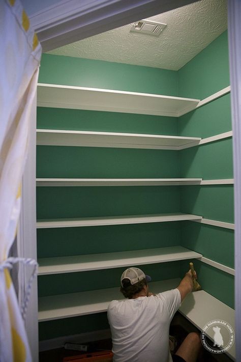 how to build shelves Build Pantry Shelves, Build Pantry, Desain Pantry Dapur, Diy Pantry Shelves, Pantry Redo, Pantry Renovation, تحت الدرج, Custom Shelves, Pantry Layout