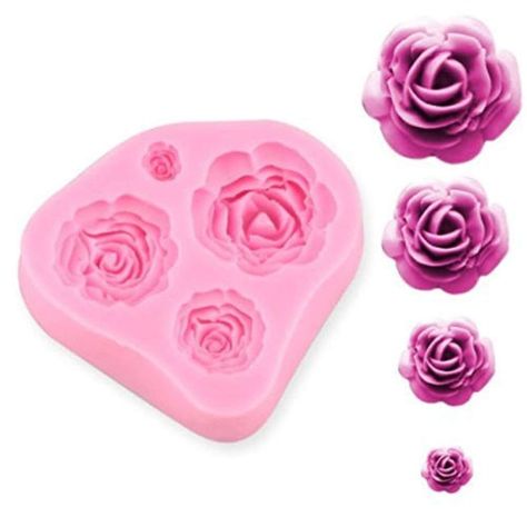 PRICES MAY VARY. Rose Flower Fondant Molds sizes approx: 30mm (Largest), 25mm,20mm,10mm (smallest) Item Color:Pink; Sturdy and Flexible; Material:Food Grade Silicone. Temperature:-40 to 230 Degree. Easy to use,Non-Stick , mould is very flexible and non-toxic. It can be used not only with cake decoration, but also can be used with Fondant，Sugar paste，Melted Chocolate and so on. Suitable occasion:Suitable for wedding,birthday party, home baking, baby showers, anniversaries, Christmas parties, occa Rose Molds, Chocolate Diy, Silicone Molds Baking, Tool Cake, Diy Cake Decorating, Roses Flower, Flower Molding, 3d Rose, Fondant Silicone Molds