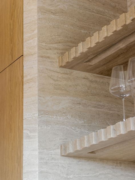 Kitchen | Can Brut by Framework Studio | est living Server Station, Millwork Details, Joinery Design, Joinery Details, Est Living, Shelving Design, Travertine Stone, Studio Kitchen, Hello Baby