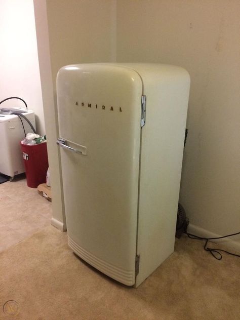 1950's Vintage Admiral Refrigerator. GREAT CONDITION! | #1858995136 1950 Refrigerator, 1950s Refrigerator, Kelvinator Refrigerator, Vintage Kitchen Appliances, Vintage Fridge, Vintage Refrigerator, Old Refrigerator, The Den, Portfolio Ideas