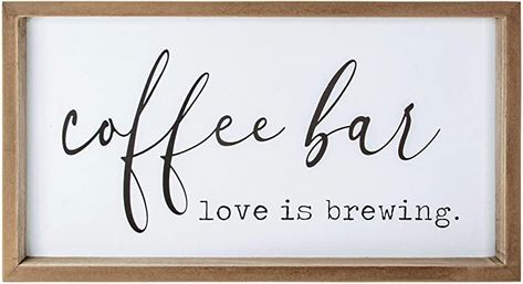 Amazon.com: VILIGHT Coffee Bar Accessories Love Is Brewing - Farmhouse Coffee Sign Wall Decor for Kitchen - Vintage Wood Coffee Station Decorations for Home Office and Wedding - 16x9 Inches: Office Products Metal Coffee Sign, Clear Coffee Mugs, Love Is Brewing, Farmhouse Coffee Bar, Coffee Bar Design, Brewing Coffee, House Address Sign, Home Coffee Stations, Coffee Wall Decor