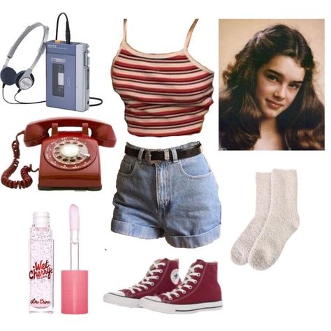 Fashion Inspo Vintage Retro 80s, Long Jean Shorts Outfit Vintage, Stranger Thing Outfits 80s, It 2017 Aesthetic Outfits, Fear Street Outfit Inspiration, 80s Outfits Stranger Things Summer, Cute 80s Outfits Summer, 80s Outfits For Summer, Summer 80s Outfits Women