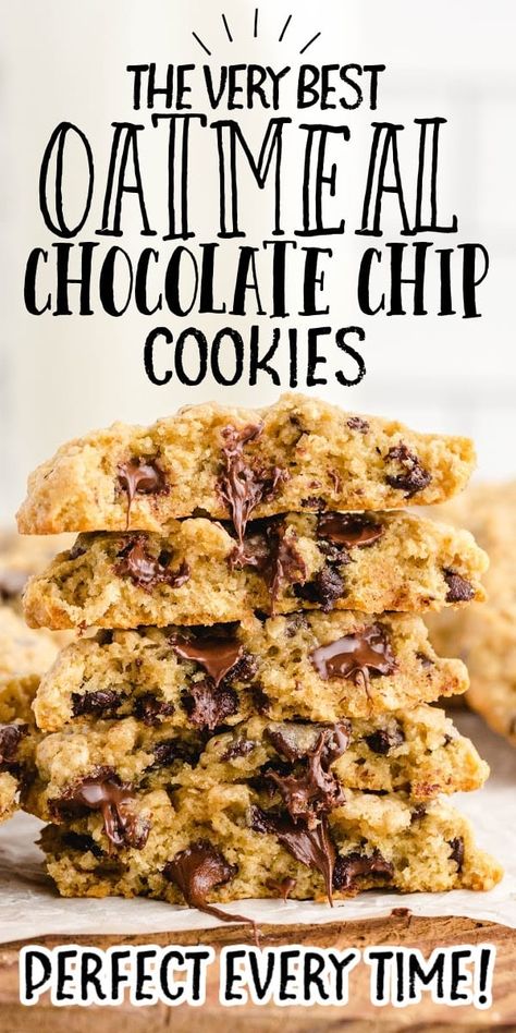 Best Oatmeal Chocolate Chip Cookies, Chewy Oatmeal Chocolate Chip Cookies, Oatmeal Chocolate Chip Cookie Recipe, Oatmeal Chocolate Chip, Oatmeal Chocolate, Oatmeal Cookie Recipes, Best Oatmeal, Easy Homemade Recipes, Chocolate Chunk Cookies