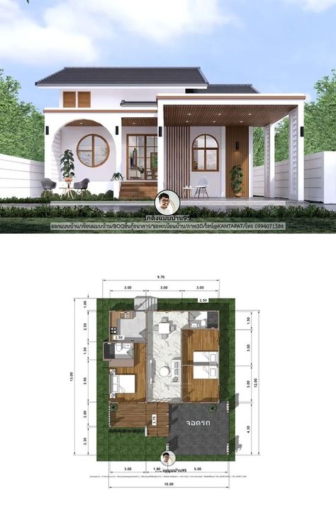 Small House Blueprints, Small Modern House Plans, Small House Layout, Homes Ideas, Thai House, Building House Plans Designs, Casas The Sims 4, Sims House Plans, Architecture Model House