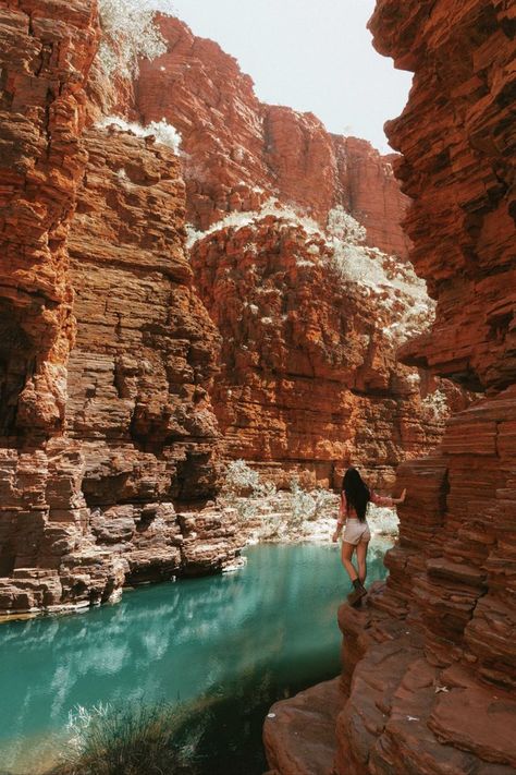 australia bucket list, karijini national park Karijini National Park Australia, Karijini National Park, Travel Around Australia, Australia Trip Aesthetic, Travel Aesthetic Australia, Australia Waterfalls, Travel Astetic, Australian Aesthetic, Australia Places To Visit