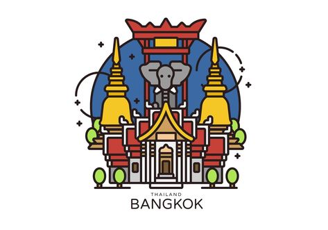 Thailand Restaurant, Cityscape Illustration, Country Images, Digital Composition, Tourism Design, Gerber Knives, Highlights Icon, Instagram Covers, Thailand Art