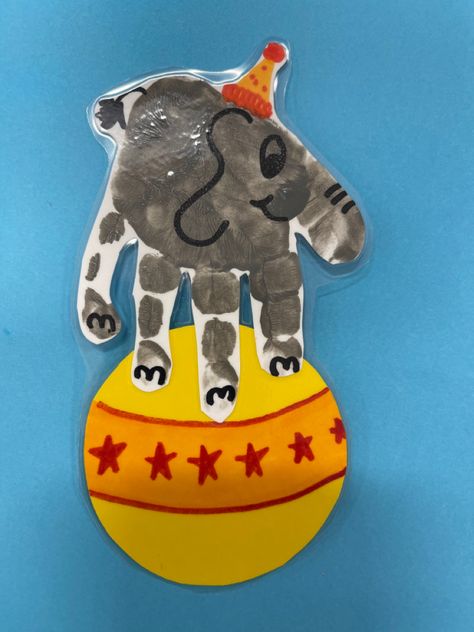 Circus Art And Craft, Circus Daycare Activities, Circus Theme Crafts For Infants, Carnival Infant Crafts, Carnival Toddler Crafts, Circus Elephant Craft, Circus Art For Preschool, Pet Crafts For Infants, Circus Animals Crafts