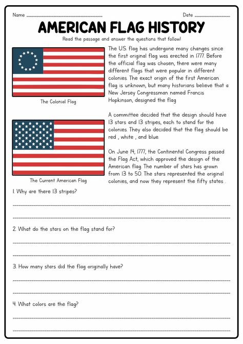 Third Grade History Worksheets, 2nd Grade American History, Usa Flag Printable, History 2nd Grade, Grade 5 Worksheets Free Printables, Homeschool Activities 5th Grade, Us History Worksheets, 5th Grade Curriculum Homeschool, 3rd Grade History Worksheets