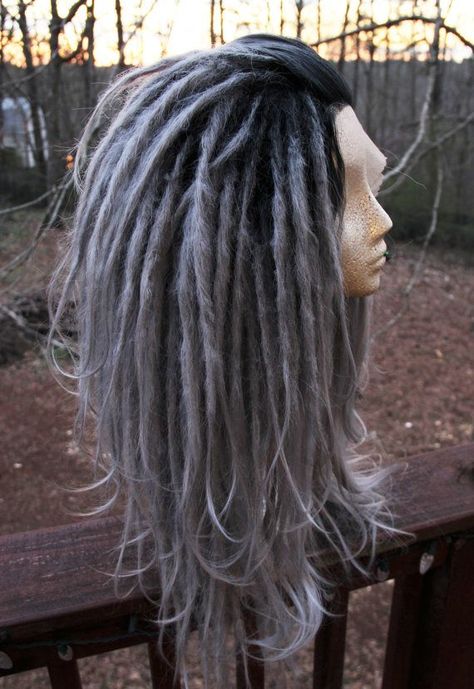 Synthetic Dreads Hairstyles, Dread Wig, Dreadlock Wig, Dreadlocks Extensions, Wool Dreads, Beautiful Dreadlocks, Silver Ombre, Hippie Hair, Synthetic Dreads