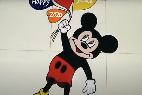 30 Easy Rangoli Designs For Kids And Beginners Mickey Mouse Rangoli, Cartoon Rangoli Designs Easy, Birthday Rangoli, Rangoli Designs For Kids, New Year Rangoli Designs, Cartoons Rangoli Design, Cartoons Rangoli, New Year Rangoli, Peacock Rangoli